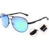 imageEyekepper Pilot Style Polycarbonate Lens Polarized Metal Frame Spring Hinges SunglassesBlackGreen Mirror