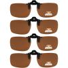 imageEyekepper 4 Pack Flipup ClipOn Sunglasses 59x39 MM Metal Wear Over Glasses4pcsbrown