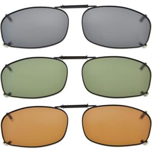 imageEyekepper Metal Frame Rim Polarized Lens Clip On Sunglasses 54  34MM3pcs Mix