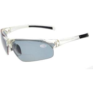 imageEyekepper TR90 Unbreakable Sports Polarized HalfRimless Bifocal SunglassesClearGrey Lens