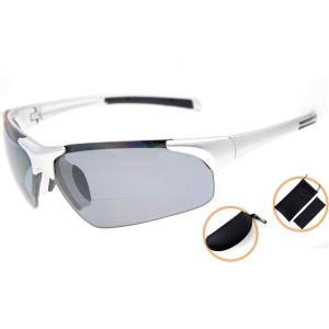 imageEyekepper TR90 Unbreakable Sports Polarized HalfRimless Bifocal SunglassesSilverGrey Lens