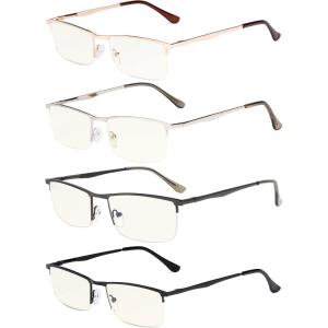 imageEyekepper 4Pack Quality HalfRim Reading Glasses Readers with Spring Hinges Include Computer Readers for Women MenBlue Light Blockingb404 Pairs