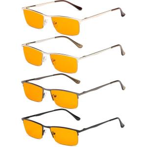 imageEyekepper 4Pack Quality HalfRim Reading Glasses Readers with Spring Hinges Include Computer Readers for Women MenBlue Light Blockingb984 Pairs