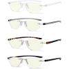 imageEyekepper 4pack Rimless Reading Glasses Blue Light Blocking Lightweight Women Men Half Moon Readers 204 Pack Mix Color1