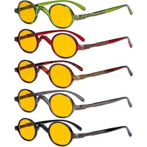 imageEyekepper 6 Pack Blue Light Filter Glasses Vintage Round Computer Eyeglasses 000Blue Light Blockingamber Lens5 Pairs
