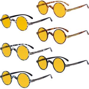 imageEyekepper 6 Pack Blue Light Filter Glasses Vintage Round Computer Eyeglasses 000Blue Light Blockingamber Lens6 Pairs