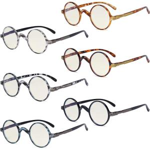 imageEyekepper 6 Pack Blue Light Filter Glasses Vintage Round Computer Eyeglasses 000Blue Light Blockingb406 Pairs