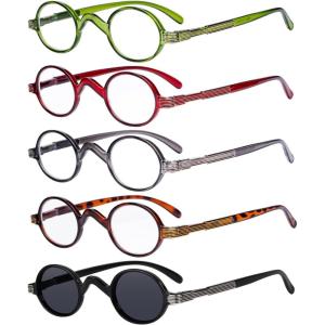 imageEyekepper 6 Pack Blue Light Filter Glasses Vintage Round Computer Eyeglasses 000Mix