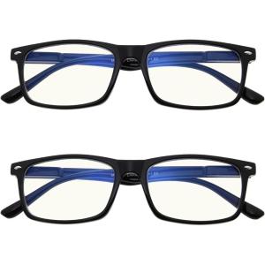 imageEyekepper 2 Pack Computer Reading Glasses Blue Light Blocking Readers for Men Women Black2 Black
