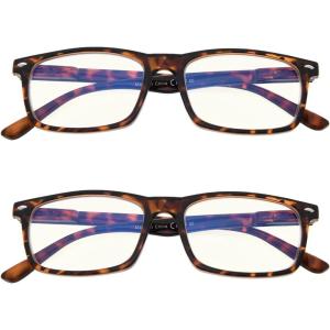 imageEyekepper 2 Pack Computer Reading Glasses Blue Light Blocking Readers for Men Women Black2 Tortoise