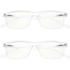 imageEyekepper 2 Pack Computer Reading Glasses Blue Light Blocking Readers for Men Women Black2 Transparent