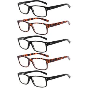 imageEyekepper 5 Pack Reading Glasses for Men Spring Hinges Classic Readers3 Black 2 Tortoise