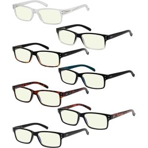 imageEyekepper 5 Pack Reading Glasses for Men Spring Hinges Classic ReadersBlue Light Blockingb407 Pairs