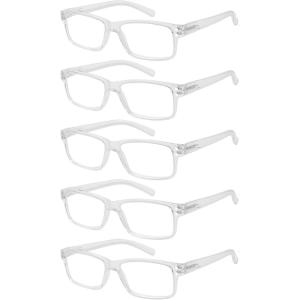 imageEyekepper 5 Pack Reading Glasses for Men Spring Hinges Classic ReadersTransparent Frame5pcs All Clear Lens