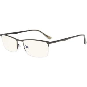 imageEyekepper Quality Spring Hinges HalfRim Computer Readers Reading GlassesGunmetalYellow Tinted Lenses