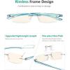 imageEyekepper Blue Light Blocking Rimless Reading Glasses  Small Frameless Reader for Women with Transparent Arm 175Blue Arm
