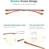 imageEyekepper Blue Light Blocking Rimless Reading Glasses  Small Frameless Reader for Women with Transparent Arm 175Gold FrameBrown Arm
