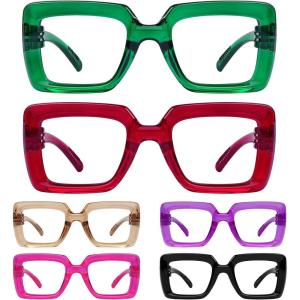 imageEyekepper 4pack Reading Glasses Blue Light Blocking Square Computer Glasses Readers Women 0506 Pack Mix Color
