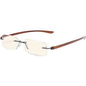 imageEyekepper Blue Light Blocking Rimless Reading Glasses  Small Frameless Reader for Women with Transparent Arm 175Brown FrameBrown Arm