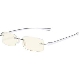 imageEyekepper Blue Light Blocking Rimless Reading Glasses  Small Frameless Reader for Women with Transparent Arm 175Silver