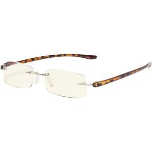 imageEyekepper Blue Light Blocking Rimless Reading Glasses  Small Frameless Reader for Women with Transparent Arm 175Tortoise Arm