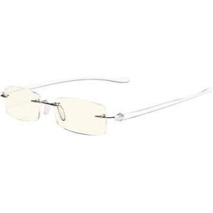 imageEyekepper Blue Light Blocking Rimless Reading Glasses  Small Frameless Reader for Women with Transparent Arm 175Transparent Arm