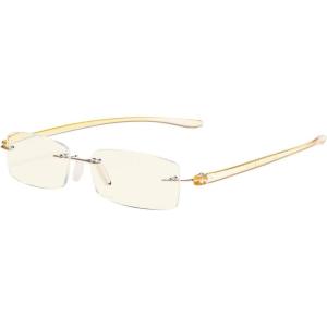 imageEyekepper Blue Light Blocking Rimless Reading Glasses  Small Frameless Reader for Women with Transparent Arm 175Yellow Arm