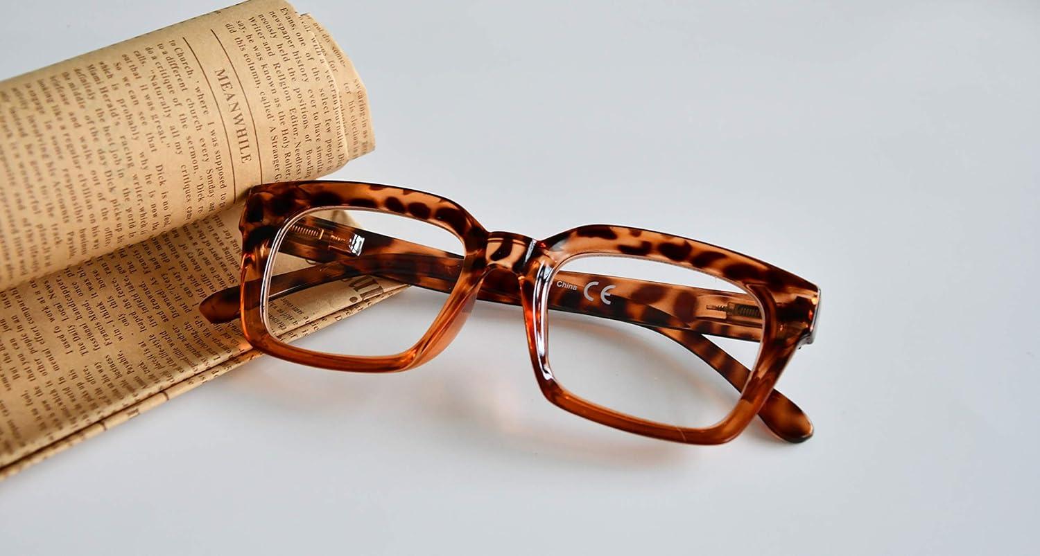 imageEyekepper 4 Pack Ladies Computer Glasses Oversized Square Design Blue Light Filter Readers 1754pcs Tortoise
