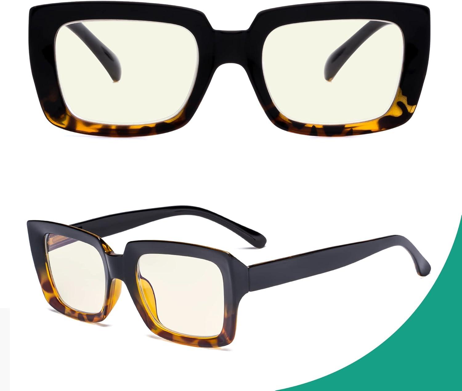 imageEyekepper Square Computer Reading Glasses  Blue Light Filter Readers Women  UV420 Protection Oversized Reading Glasses  Transparent 150BlackTortoisebb40 Lens