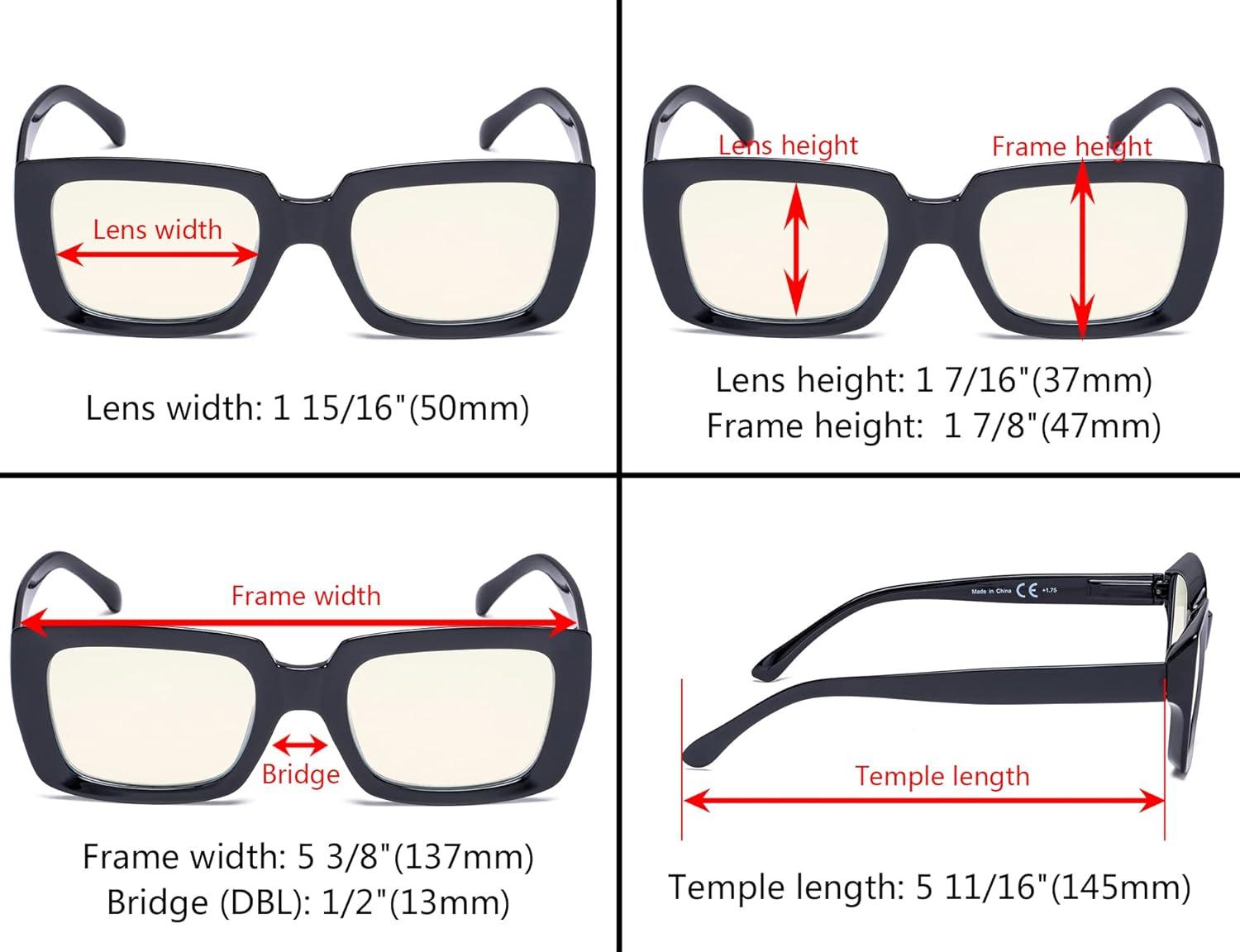 imageEyekepper Square Computer Reading Glasses  Blue Light Filter Readers Women  UV420 Protection Oversized Reading Glasses  Transparent 150BlackTortoisebb40 Lens