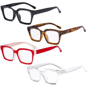 imageEyekepper 4 Pack Ladies Computer Glasses Oversized Square Design Blue Light Filter Readers 1754 Pairs Mix