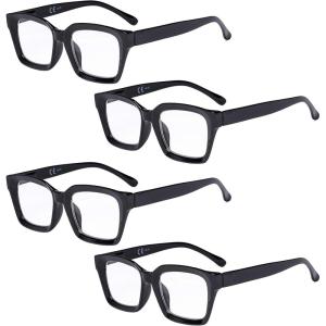 imageEyekepper 4 Pack Ladies Computer Glasses Oversized Square Design Blue Light Filter Readers 1754pcs Black