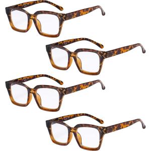 imageEyekepper 4 Pack Ladies Computer Glasses Oversized Square Design Blue Light Filter Readers 1754pcs Tortoise