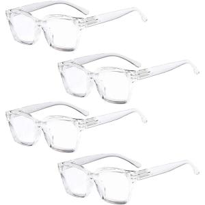 imageEyekepper 4 Pack Ladies Computer Glasses Oversized Square Design Blue Light Filter Readers 1754pcs Transparent