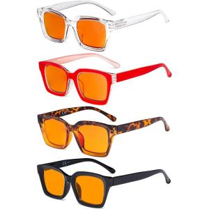 imageEyekepper 4 Pack Ladies Computer Glasses Oversized Square Design Blue Light Filter Readers 175Blue Light Blockingb984 Pairs