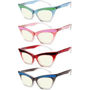 imageEyekepper 4pack Cat Eye Reading Glasses Blue Light Blocking Reader for Women4 Pack Mix Color