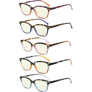 imageEyekepper 5 Pack Blue Lens Glasses Women Screen Light Filter Blocking UV Rays Readers for Reading Computer 250Blue Light Blockingb405 Pairs