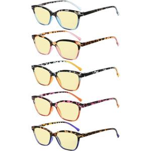 imageEyekepper 5 Pack Blue Lens Glasses Women Screen Light Filter Blocking UV Rays Readers for Reading Computer 250Blue Light Blockingb605 Pairs