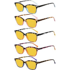 imageEyekepper 5 Pack Blue Lens Glasses Women Screen Light Filter Blocking UV Rays Readers for Reading Computer 250Blue Light Blockingb905 Pairs