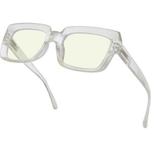 imageEyekepper Square Computer Reading Glasses  Blue Light Filter Readers Women  UV420 Protection Oversized Reading Glasses  Transparent 150Transparentbb40 Lens