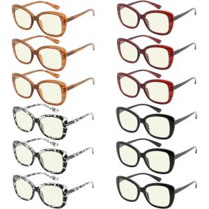 imageEyekepper 4Pack Design Reading Glasses Blue Light Blocking Oversized Computer Glasses Readers Women 12512 Pack Mix  Uvr2011