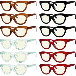 imageEyekepper 4pack Reading Glasses Blue Light Blocking Square Computer Glasses Readers Women 3012 Pack Mix  Uv2102