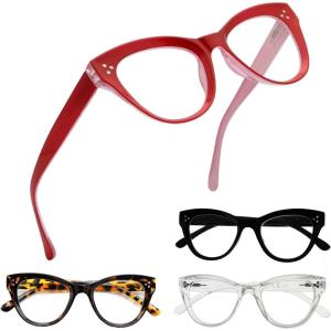 imageEyekepper 4 Pack Oversized Blue Light Filter Glasses Women Cat Eye Computer Reading Glasses 2504 Pairs Mix
