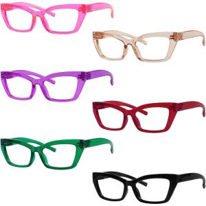 imageEyekepper 4 Pack Oversized Blue Light Filter Glasses Women Cat Eye Computer Reading Glasses 2506 Pack Mix Color R2516
