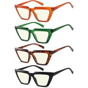 imageEyekepper 4pack Reading Glasses Blue Light Blocking Women Cat Eye Readers4 Pack Mix Color