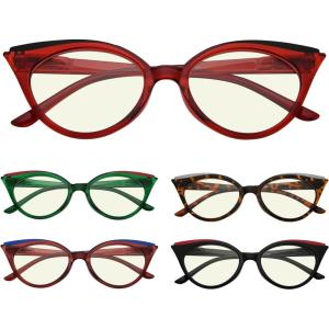 imageEyekepper 5pack Cat Eye Reading Glasses Blue Light Blocking Cute Reader for Women 15