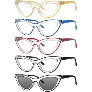 imageEyekepper 5pack Cat Eye Reading Glasses for Women Retro Cute Readers5 Pack Mix Color