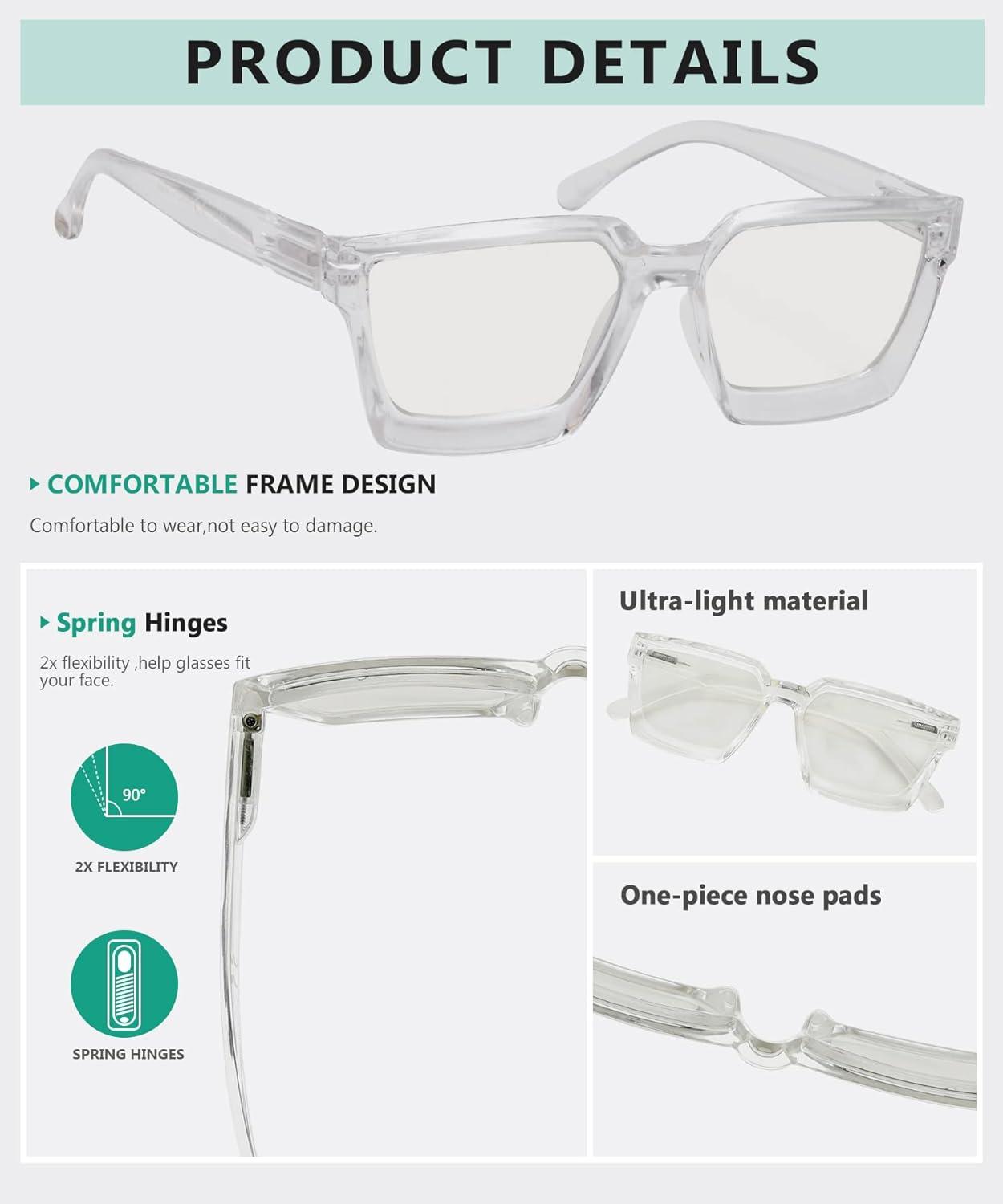 imageEyekepper Multifocus Progressive Computer Readers Women  Noline Trifocal Reading Glasses Blue Light Filter Oversize Frame  GreyTortoise 100Transparent