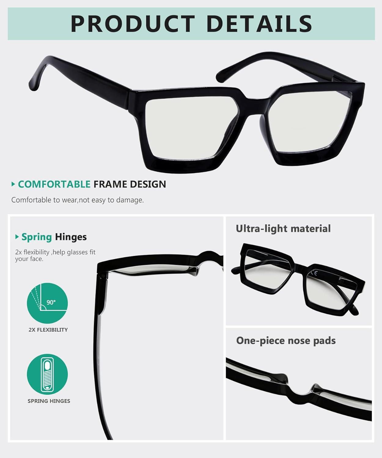 imageEyekepper Multifocus Progressive Computer Readers Women  Noline Trifocal Reading Glasses Blue Light Filter Oversize Frame  Tortoise 150Black