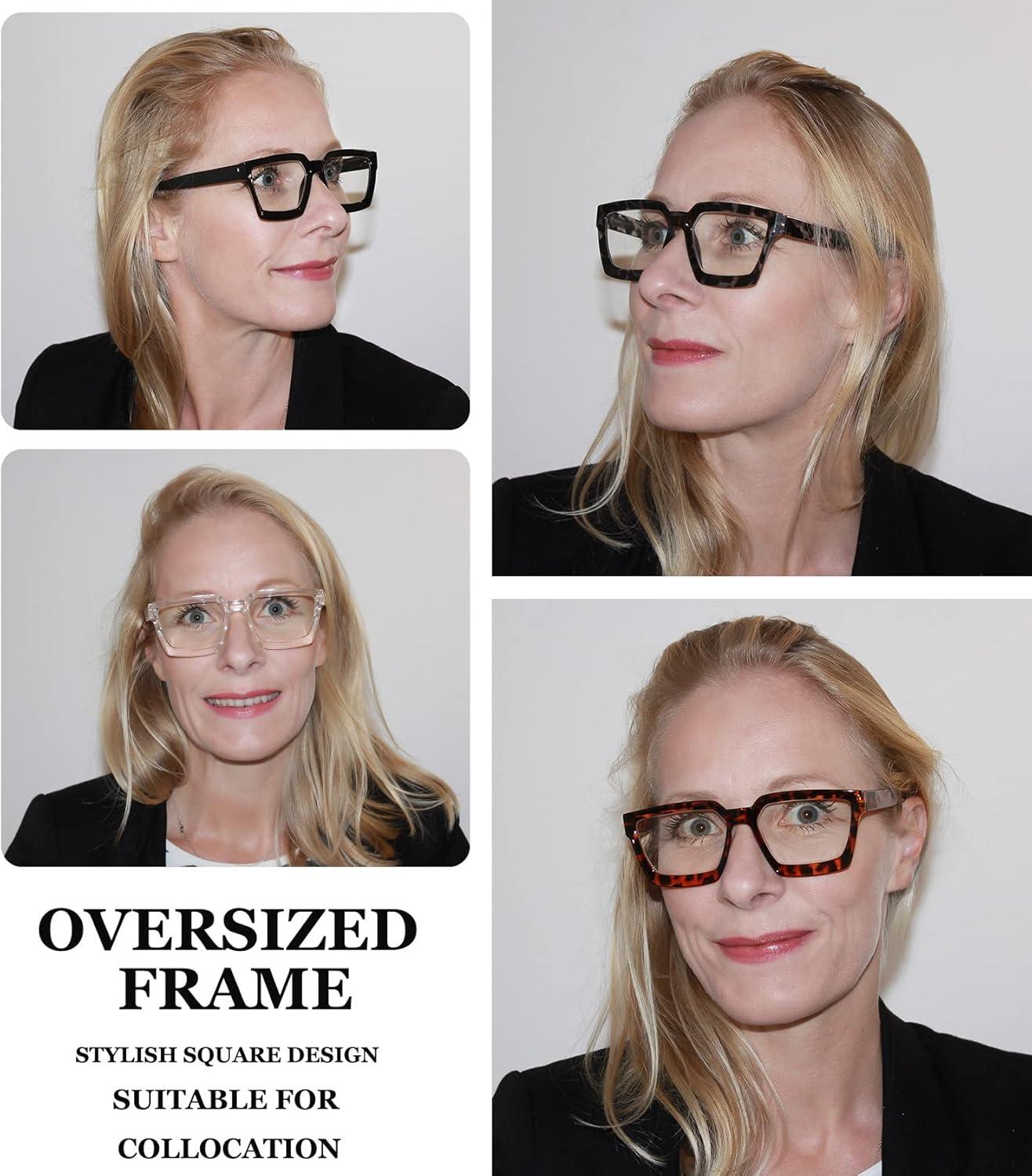 imageEyekepper Multifocus Progressive Computer Readers Women  Noline Trifocal Reading Glasses Blue Light Filter Oversize Frame  Tortoise 150Black